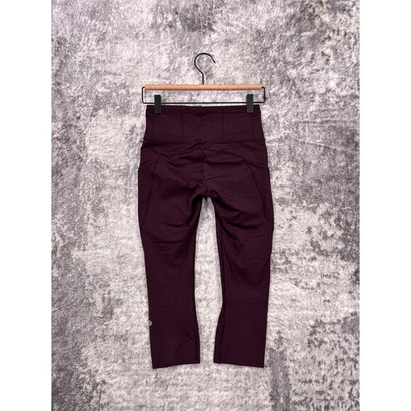 Lululemon Leggings 4 Womens Fast Free Tight Crop Burgundy Red - Picture 2 of 7